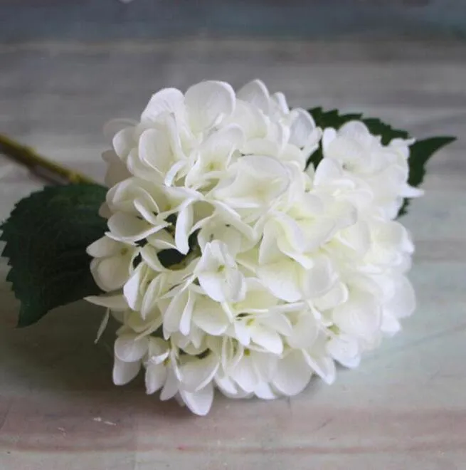 Sztuczny kwiat hortensji 47cm sztuczny jedwab pojedynczy prawdziwy dotyk hortensje na dekoracje ślubne strona główna dekoracyjne kwiaty GA15