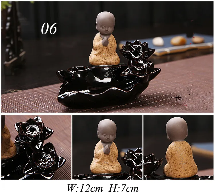 Dingsheng磁器黒glazeセラミック香みバーナーモンクスティックホルダーバックフロー香容器仏教装飾ホームaromathe9091334