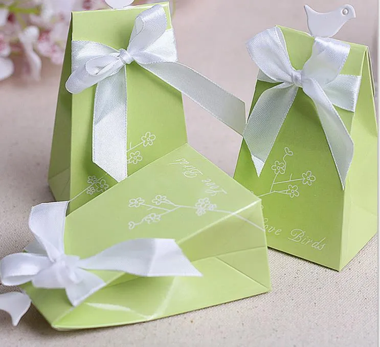 Personalized Rings Wedding Party Favors Box Love Bird Sweets Candy Choclate Boxes Gifts Present Wrap Bag with bow Tiffany Blue