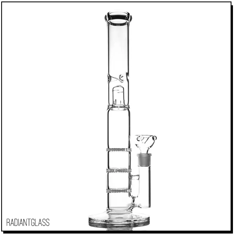 Triple Honeycomb Bong Glass Water Pipe 17 tum med 5 mm tjock vattenpipa klassisk design Dab Rig