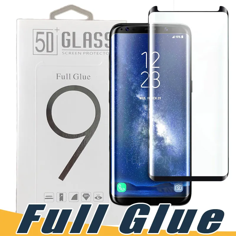 Samsung S22 S21 참고 20 S20 Ultra S10 S10E S8 S9 Plus 용 전체 접착제 접착제 곡선 유리 유리 친화적 인 3D 스크린 보호기