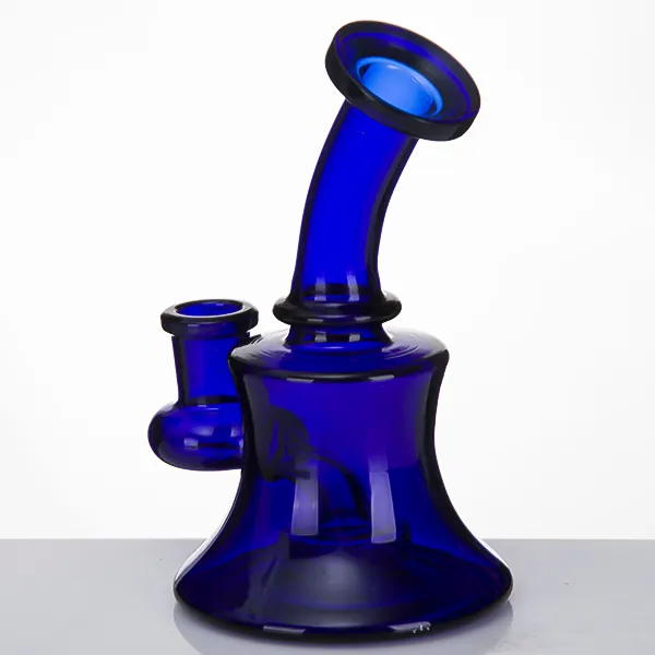 Verre coloré Banger Hanger Conduites d'eau en verre 14mm peigne femelle Perc bleu Mini Pipe wax Oil Rigs petit barboteur Narguilés bécher 942