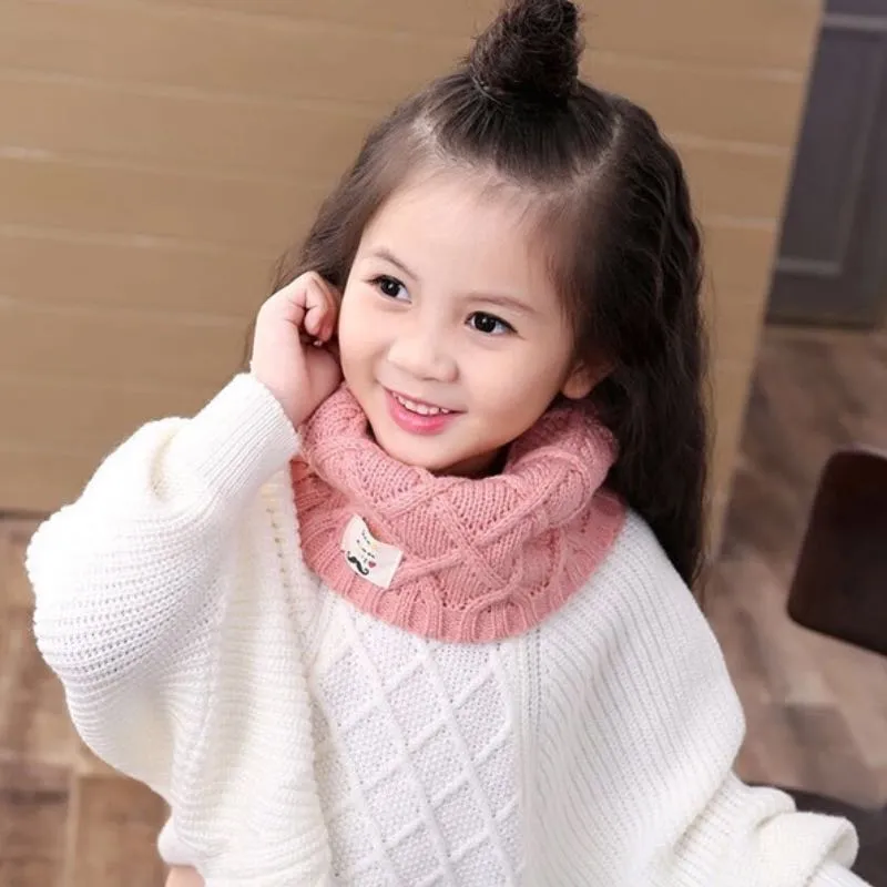 Kids Knitted Scarves Winter Warm Pure Color Infinity Scarf Baby Soft Ring 6 Colors Wholesale