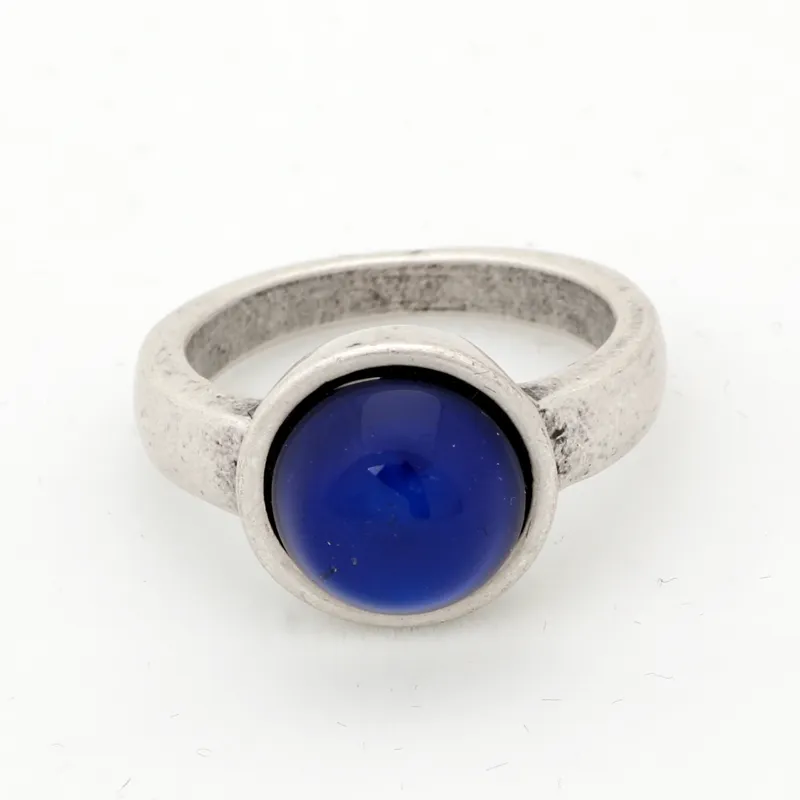 Anello da donna in vero argento antico placcato colori che cambiano l'umore con pietra, anelli regalo semplici con sensazioni emotive le donne