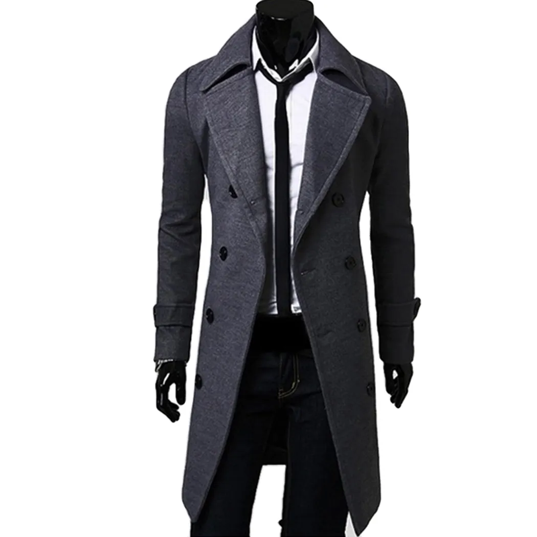 Trench coat da uomo classico fantasia stile britannico Cappotto doppiopetto da uomo Masculino Abbigliamento Giacche lunghe e spesse Cappotti Soprabito 4XL