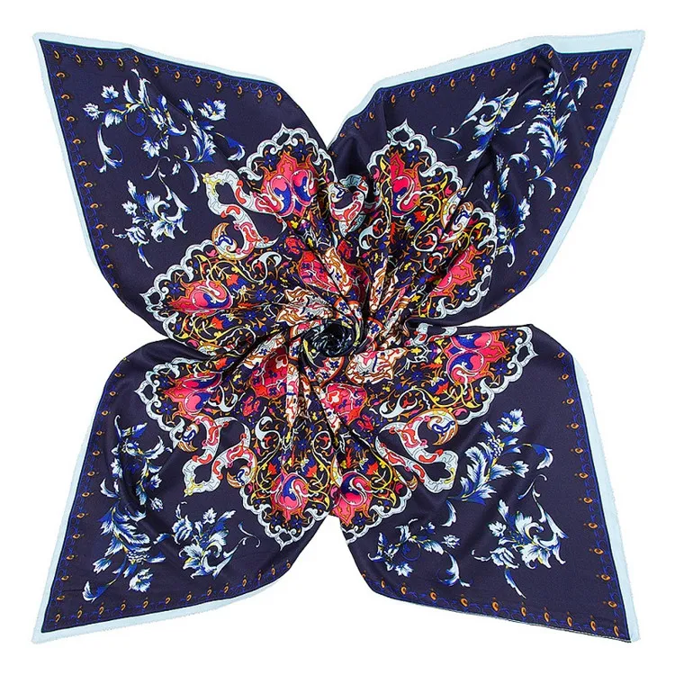 100% zijden sjaal vrouwen mode spanje bloemen halsdoek vierkante sjaals strand foulard vrouwelijke bandana office lady accessoire 100cm * 100cm
