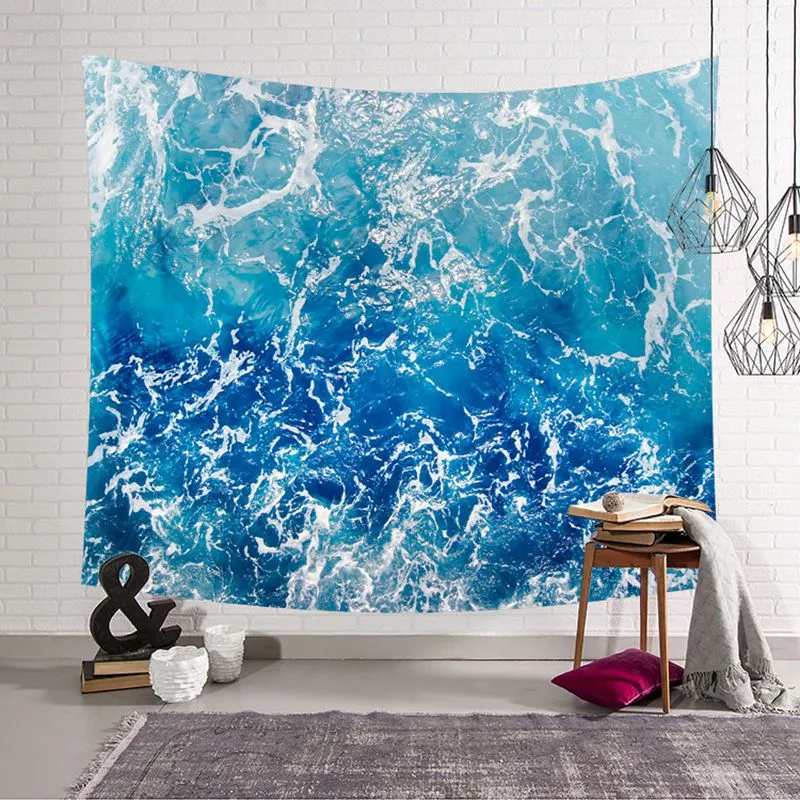 شاطئ البحر موجة غرفة ديكور المنزل الساحلية نسيج المحيط الخلابة الجدار شنقا tapiz السجاد الزخرفية الحديثة المسكن بطانية
