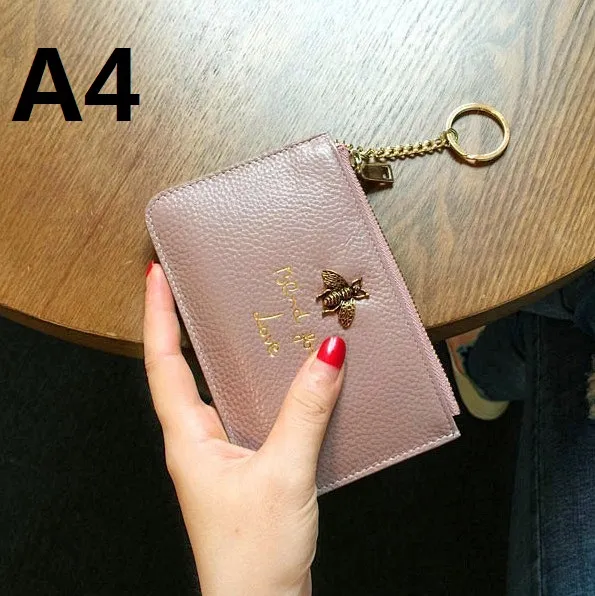 2019 Women039s Rectángulo de billetera Genuine Leather Women039s Billfold Zero Purse Small Checkbook Bold Bag Bag Honeybee Shor6608014