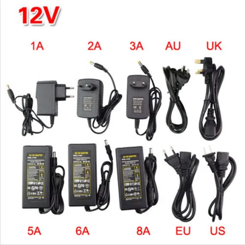 Transformator Adapter LED-omkopplingsströmförsörjning 110-240V AC DC 12V2A3A4A 5A 6A 7A 8a 10a Bandljus 5050 3528