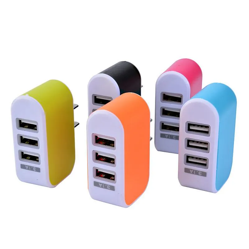 Wholesale 3.1A Wall Charger USB 5V 3 Port USB Charger Adapter Home Travel Charger For Mobile Phone