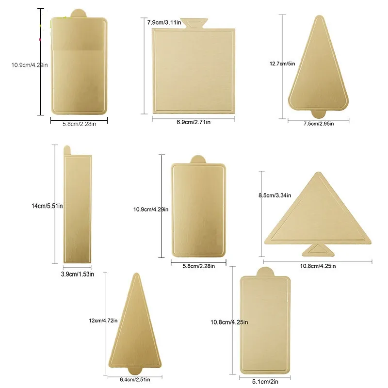 Delidge Golden Mousse Cake Boards Square Rec Christmas Tree Shape Paper Cupcake Base Pads Cake Decoration Tool /set3625837