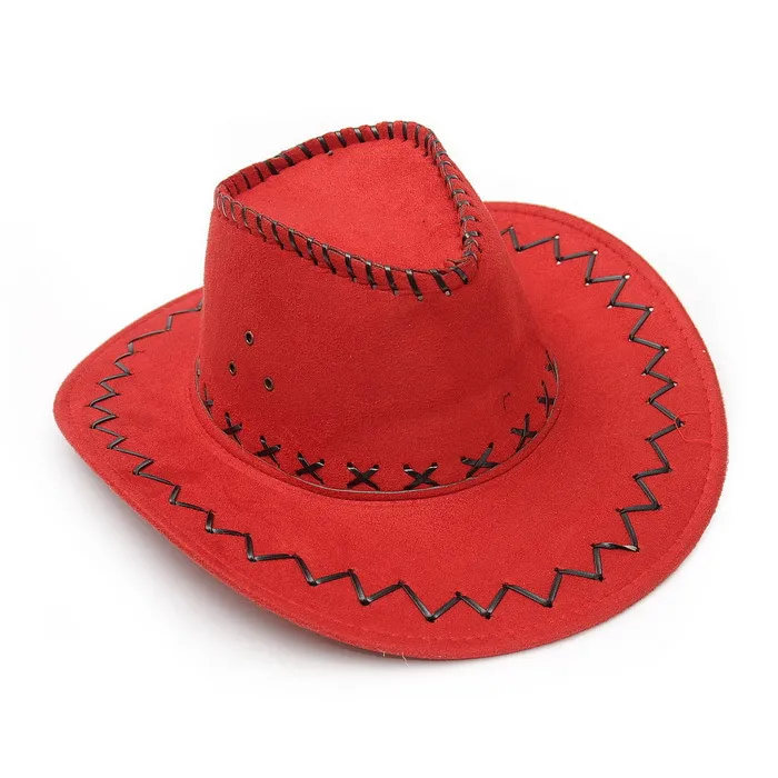 DHL homens cowboy chapéus adultos crianças multi-cores chapéu casual camurça selvagem west fancy vestido homens senhoras cowgirl unisex largamente borda chapéus