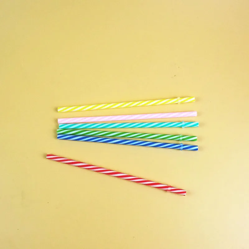 Colorful Reusable Hard Plastic Stripe Drinking Straws Birthday Wedding Party Decoration Bar Supplies ZA6214