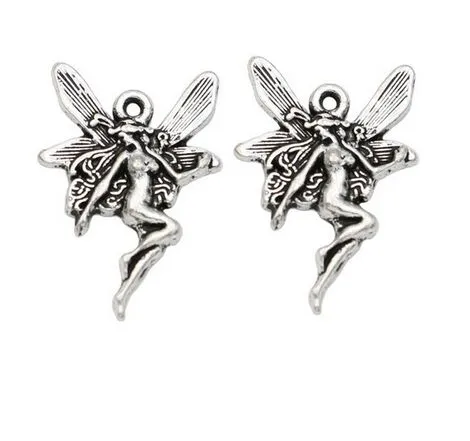 200PCs Alloy Angel Fairy Charms Antik Silver Charms Hängsmycke för halsband Smycken Göra fynd 21x15mm