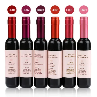 Rode wijnfles lip glanst waterdicht fluwelen vloeibare lipstick 7ml waterdicht