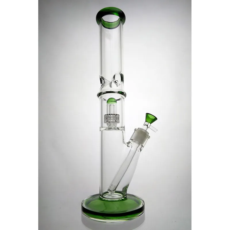 glass bong water bongs tube straight tube bongs 15 Inch showerhead dome percs water pipes sturdy round base straight Water Pipes Bong