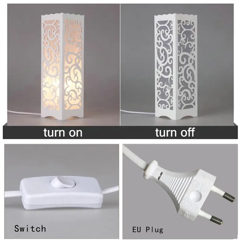 White Table Lamp with Vine Shaped Cutout Modern Lampshade Living Room Bedroom AC110220V desk light8471585