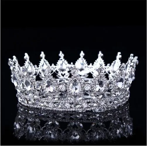Luxury Vintage Gold Wedding Crown Alloy Bridal Tiara Baroque Queen King Crown Gold Color Rhinestone Tiara Crown