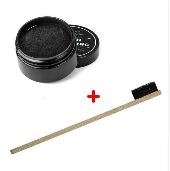 Carvão ativado orgânico 100% natural em pó para clarear os dentes, remover fumaça, chá, café, manchas amarelas, mau hálito, cuidados bucais com escova