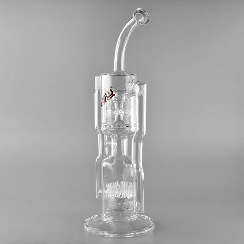 JM Flow Sci Narguilé Verre Mega Arroseur à Croix-Cristal Ball Hornet Recycler -18.8mm Joint Mâle-18.5 pouces