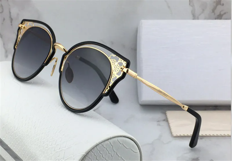 Novo designer de moda mulheres estilo óculos de sol JC DHELIA olho oco de gato quadro óculos de proteção de qualidade superior com caixa original