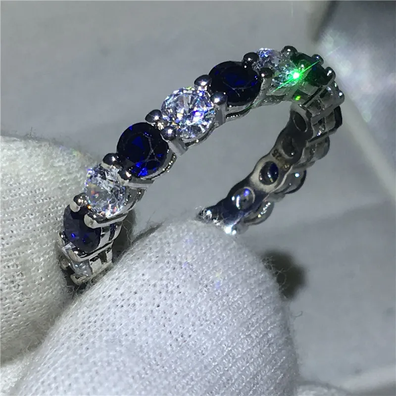 Classic Female infinity ring 925 Sterling silver Blue 5A zircon Cz Engagement wedding band rings for women Bridal Jewelry