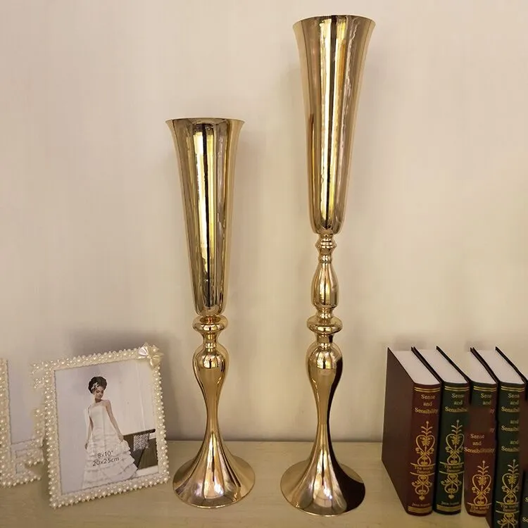 2018 vendita Sottile vaso di fiori in metallo matrimonio metallo oro fiore tromba vasi centrotavola la decorazione della casa di nozze5299602