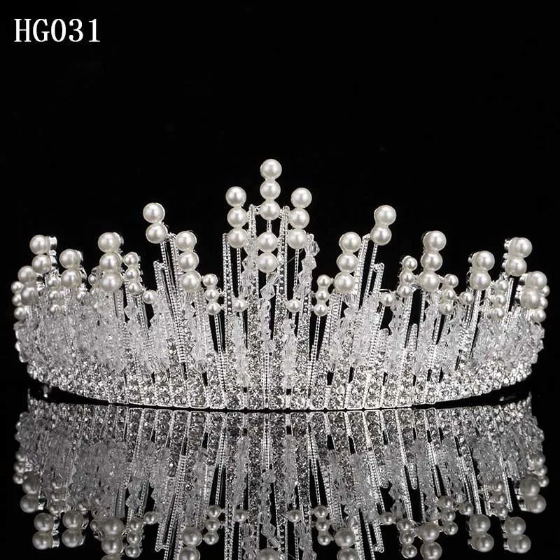 Diversas colas de cristal plateado de la novia de la corona de la corona reina de perla techo de boda para la boda accesorios de joyería 5046751