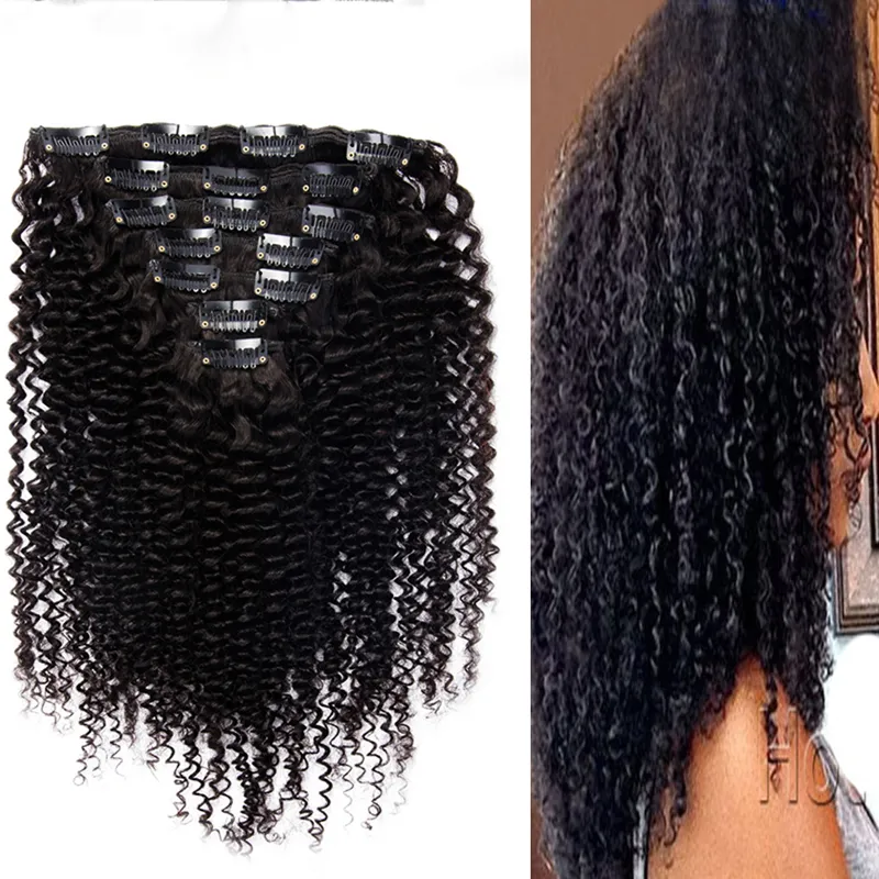 Mongolian Afro Kinky Curly Hair Clip In Human Hair Extension 7a Grade Afro Kinky Curly Weave Bundles