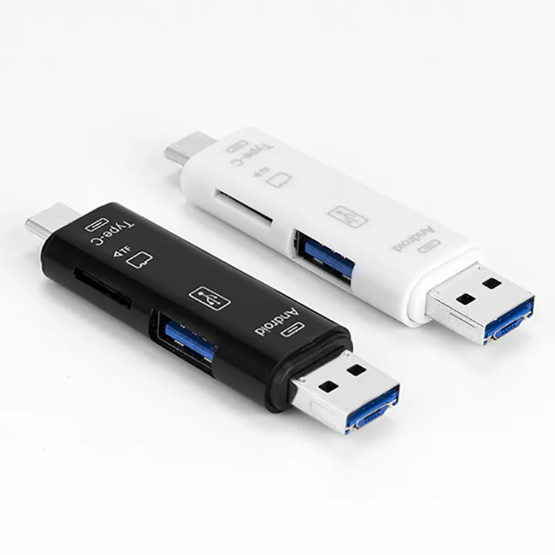 3 i 1 USB 3.1 Typ-C USB Micro USB TF Micro SD SDXC OTG-kortläsare för MacBook Android Phone Tablet