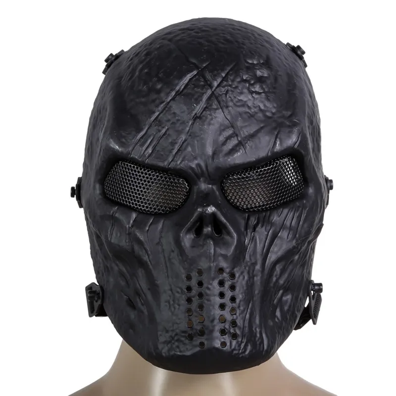 Airsoft Paintball Tactical Full Face Protection Skull Party Mask Helmet Army Game Outdoor Metal Mesh Eye Shield Costume