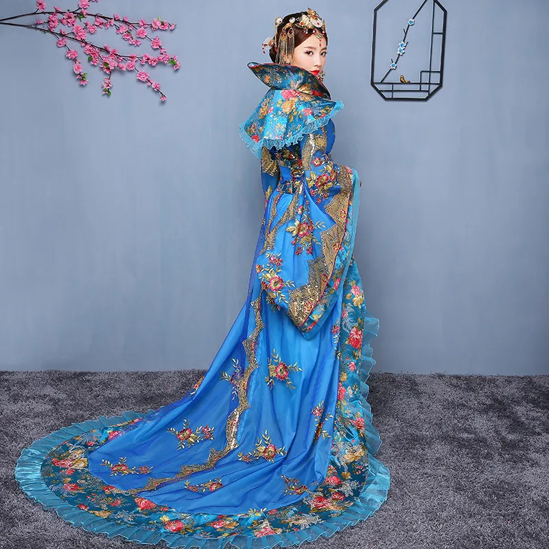 Hanfu Kostüm Damen Schleppkleid weiblich chinesische traditionelle Kleidung China schwarz Schwertkämpferinnen Hochzeit TV Film Bühnenoutfit