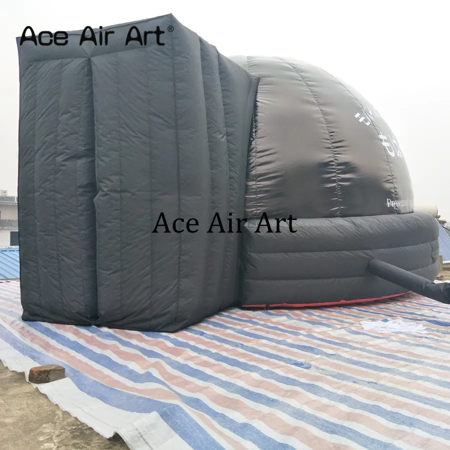 휴대용 실내 시네마 돔 텐트 팽창 식 플라네타륨 형태의 지퍼 도어와 Janpan Airo Show의 3 개 반지가있는 공기 방송 텐트 형태
