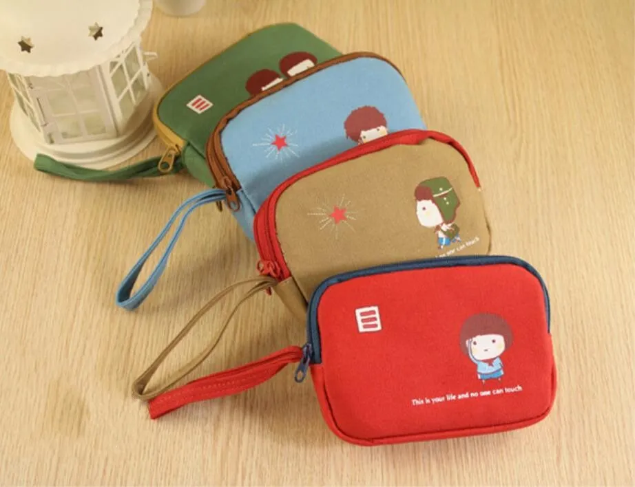 Korean Girls Canvas Coin Bags Women Key Wallets Cute Cartoon Mini Coin Purse Children Kids Gifts