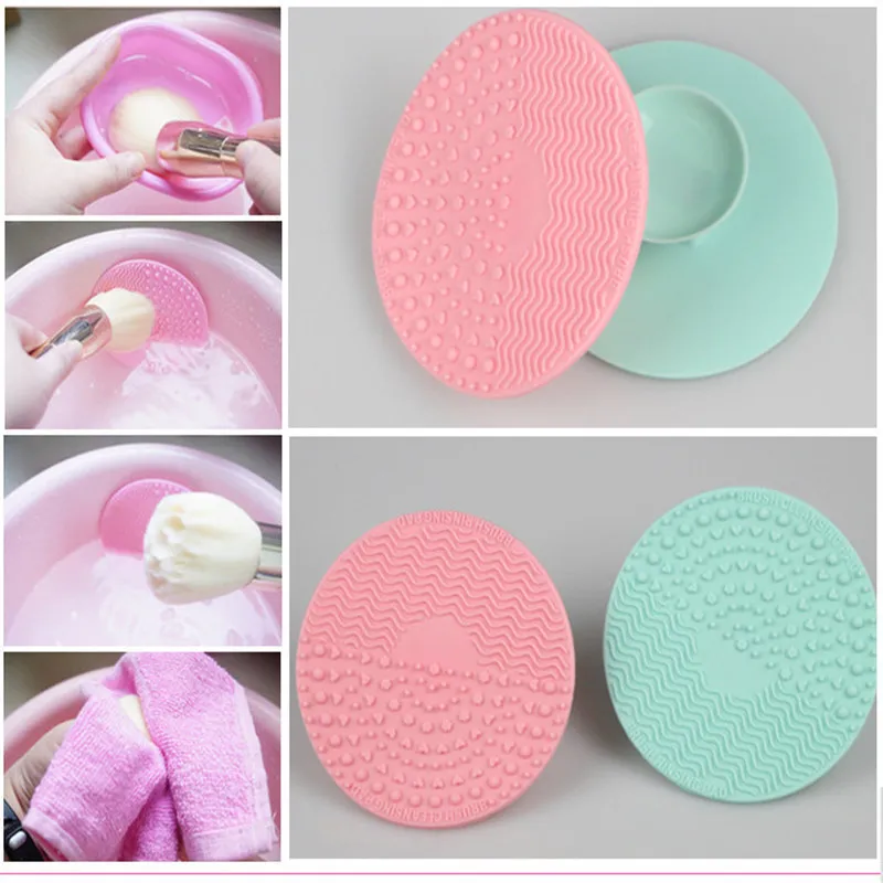 100 stks siliconen make-up borstel gezogen type cosmetische borstelreiniger reiniging scrubber bord mat wassen gereedschap pad handgereedschap