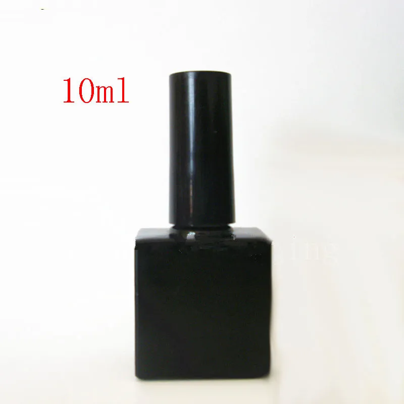 Flaconi di vetro smalto nero da 10ml vuoti con pennello in vetro quadrato 10cc smalto, bottiglia in vetro olio essenziale F293