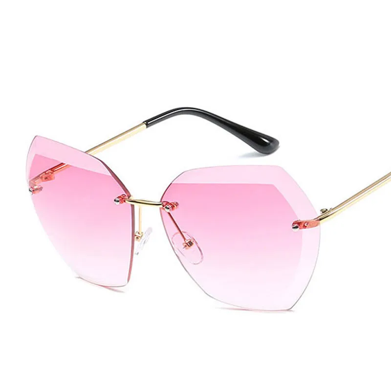 2021 New Brand Fashion Designer Rimless Sunglasses Women Oversized Vintage Sun Glasses for Travel Photo Fashion female eyewear Retro UV400