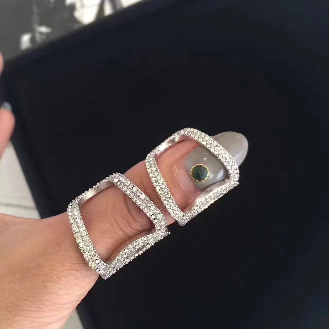 Full Diamond Open Ring for Women with White Crystal Rhinestone in ...