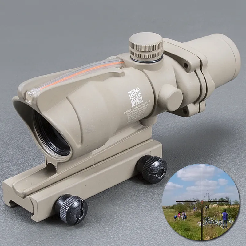 Trijicon Tan Tactical 4x32 Scope Visão Fiber Optics real Red Iluminado Tactical Riflescope com 20 milímetros Dovetail para a caça