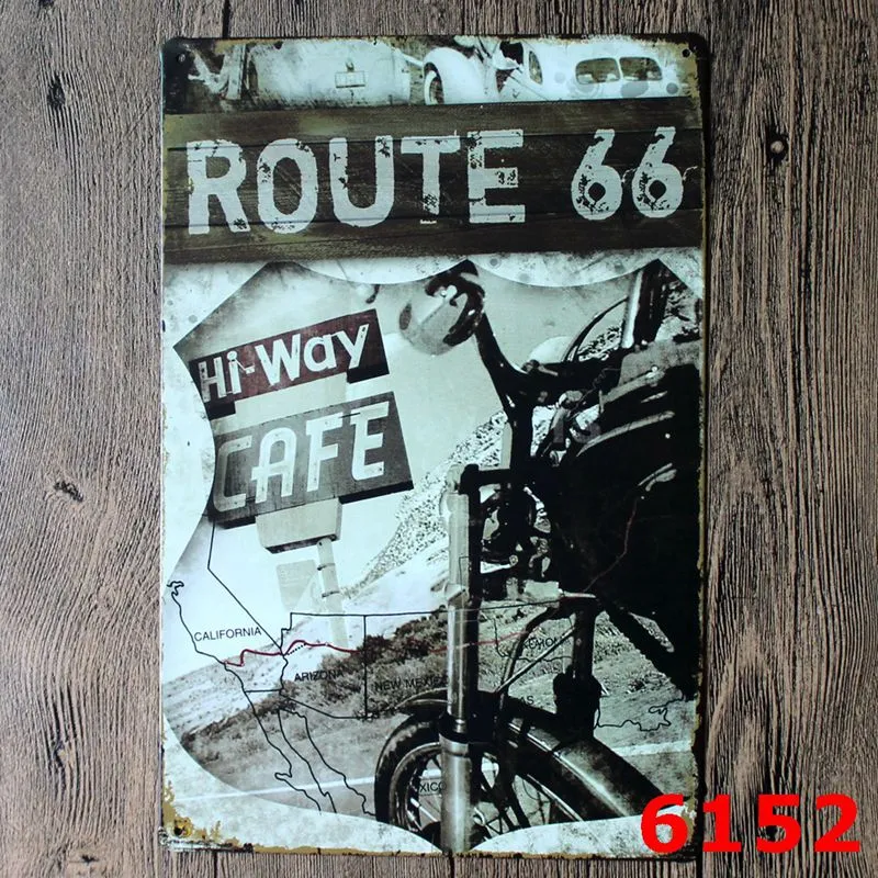 Route 66 Design Vintage Style Iron Painting For Living Room Creative Decoration Tin Poster Create Atmosphere Tins Sign 20*30cm H401
