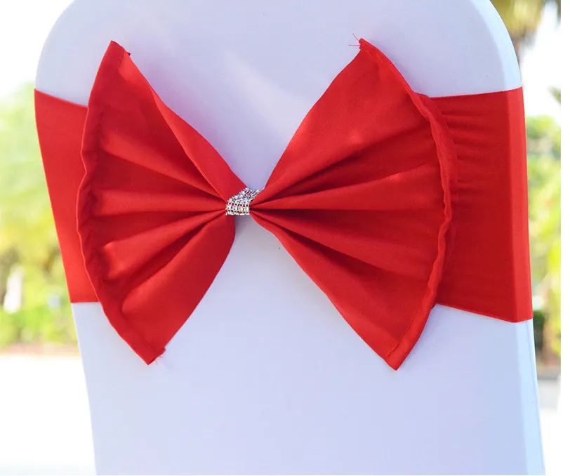 La fascia elastica della sedia copre i telai la festa nuziale di promenade con la fibbia del cerchio Spandex Bowknot Tie Sedie Sash Buckles Cover Free DHL WX9-556