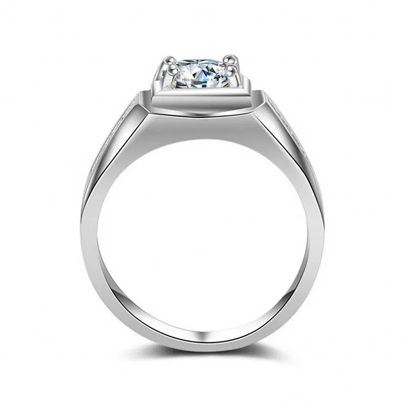 Biżuteria Handmade Solitaire Men Pierścień 1.5CT Diament 925 Sterling Silver Emgagement Wedding Band Ring RW1010