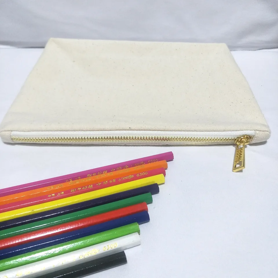 / saco do lápis lona monte branco de algodão natural com um saco de cosmética sem forro reforço da lona reforço