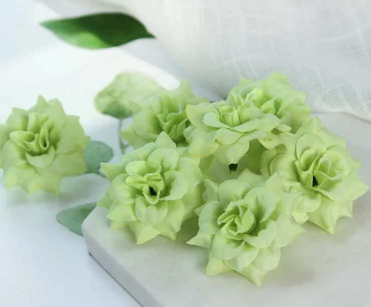 3 Layer Gold Handmade Mini Artificial Silk Rose Flowers Heads DIY