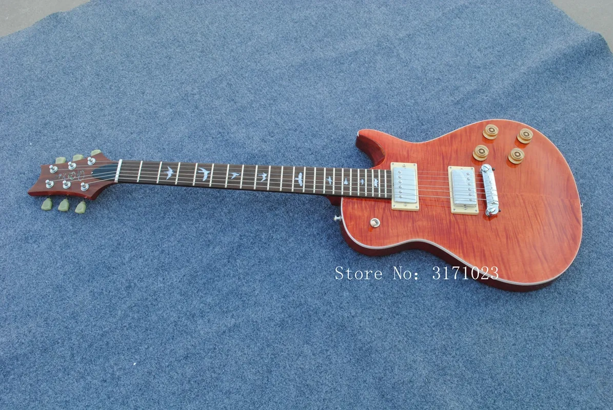 Hot Sale guitarra elétrica alaranjada com Flame Bege Veneer e Chrome Hardwares e pode ser alterado