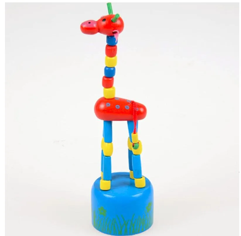 Colorful Wooden Blocks Rocking Giraffe Toy For Baby Stroller Toddler Kids Educational Dancing Wire Toys Kids Pram Accessories