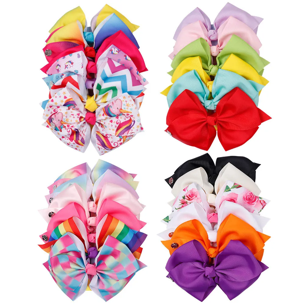 Europe and America explosion 8 inches jojo6 color one card children's bow hairpin baby hair accessories wholesale factory direct sale