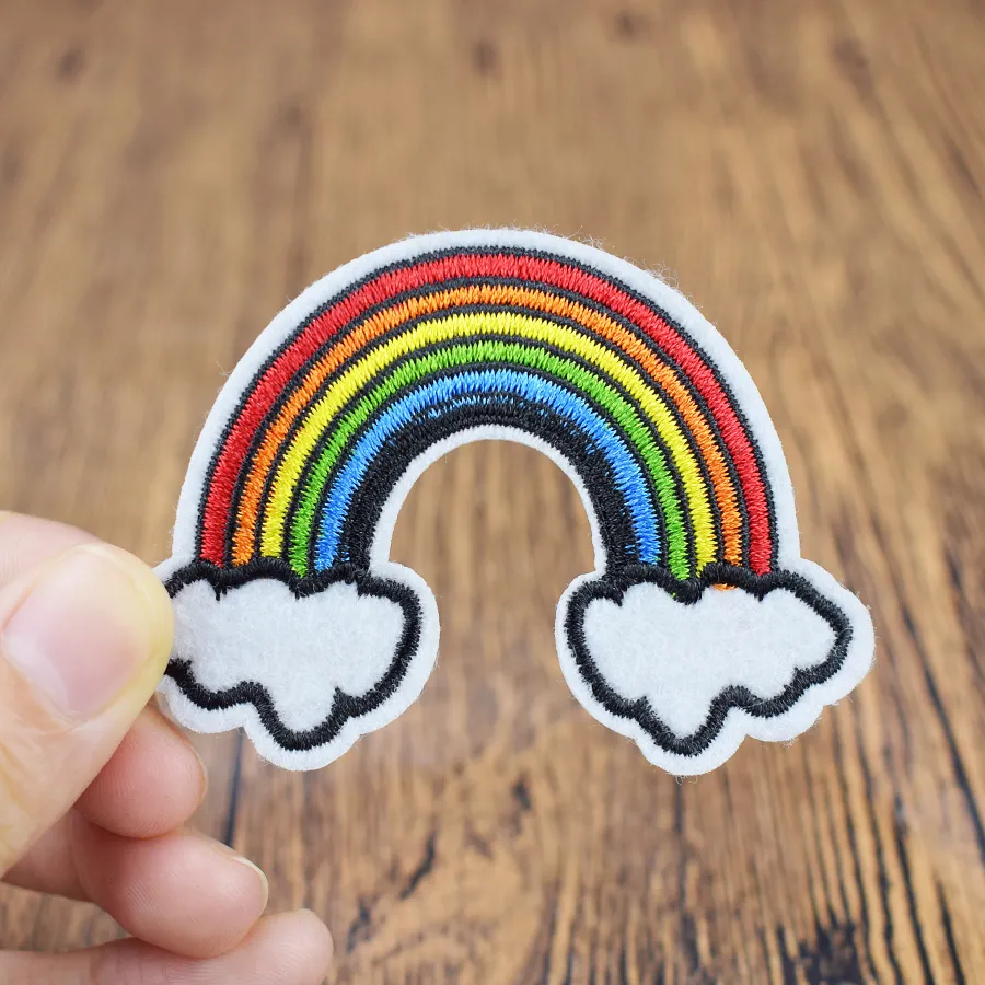 10st Rainbow Embroidered Patches For Kids Clothing Bags Iron On Transfer Applique Patch For Dress Jeans Diy Sew On Brodery Sti257e