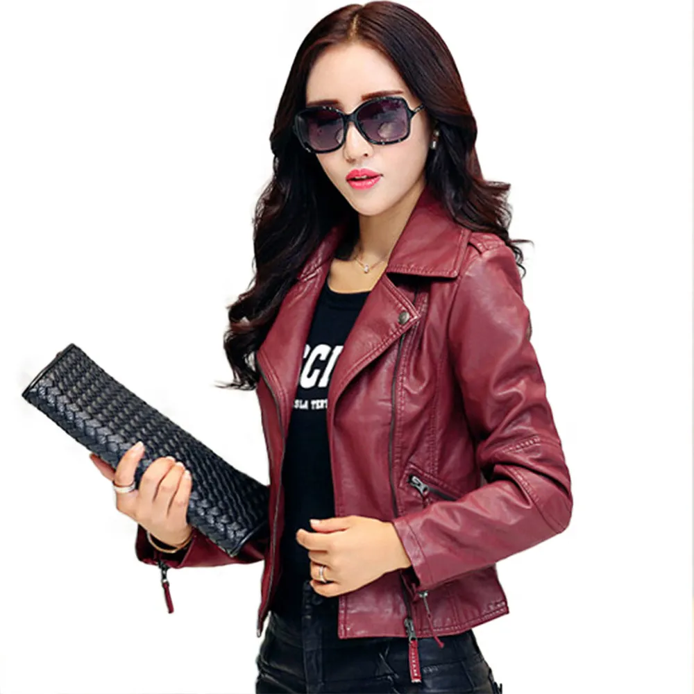 Hot New 2016 Women Faux Leather Jackets Jaqueta Couro Winter Coat Veste En Cuir Femme Black Red Biker Motorcycle Jacket Cheap Z2 From Love10love 23.84 DHgate.Com