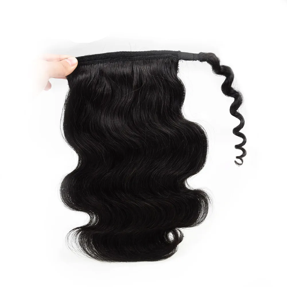 Brazilian human hair drawstring ponytail Natural Wave ponytail hair piece,clip in real hair wrap around ponytail hairpiece 120g